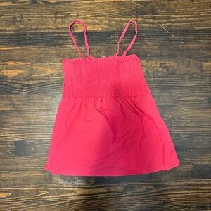 Women’s Pink Smocked Tank Top with Spaghetti Straps